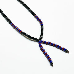 Lariat Hand-Beaded Necklace (Black)