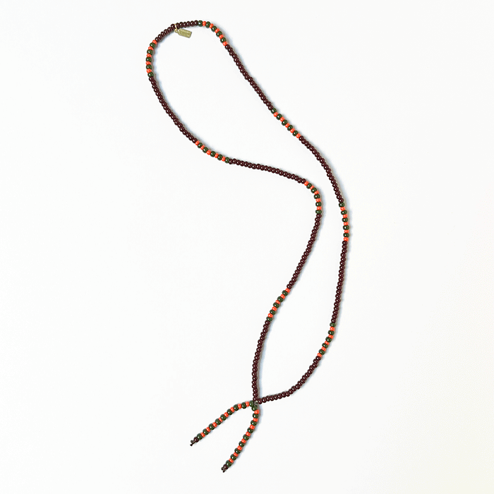 Lariat Hand-Beaded Necklace (Brown)