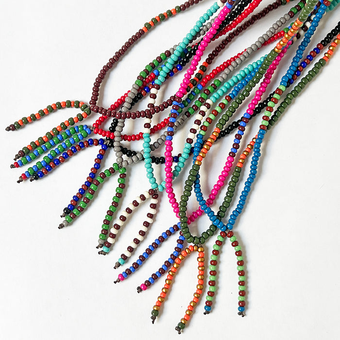 Lariat Hand-Beaded Necklace (Brown)