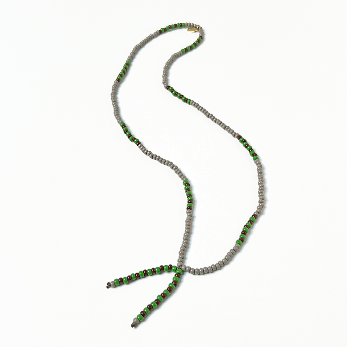 Lariat Hand-Beaded Necklace (Grey)