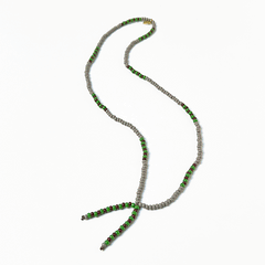 Lariat Hand-Beaded Necklace (Grey)