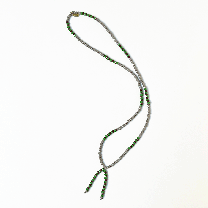 Lariat Hand-Beaded Necklace (Grey)