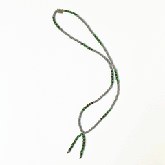 Lariat Hand-Beaded Necklace (Grey)