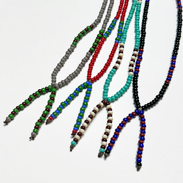 Lariat Hand-Beaded Necklace (Grey)