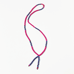 Lariat Hand-Beaded Necklace (Magenta)