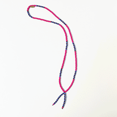 Lariat Hand-Beaded Necklace (Magenta)