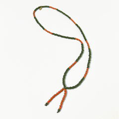 Lariat Hand-Beaded Necklace (Olive)