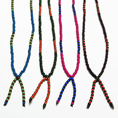 Lariat Hand-Beaded Necklace (Olive)