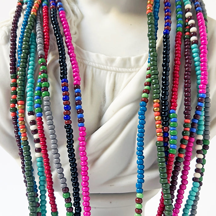 Lariat Hand-Beaded Necklace (Olive)