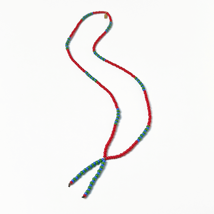 Lariat Hand-Beaded Necklace (Red)