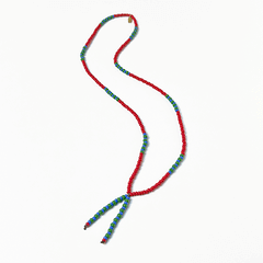 Lariat Hand-Beaded Necklace (Red)