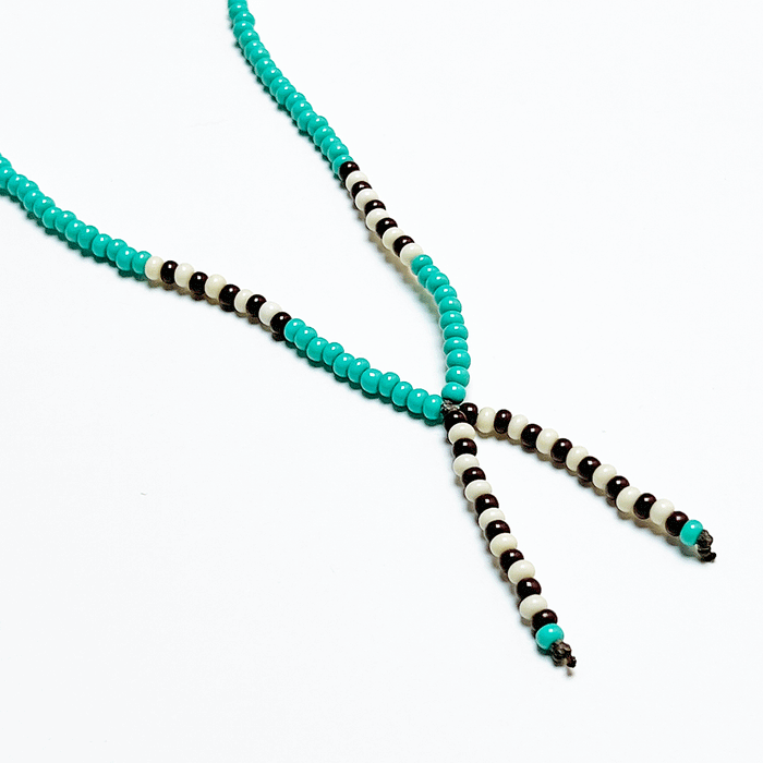 Lariat Hand-Beaded Necklace (Turquoise)