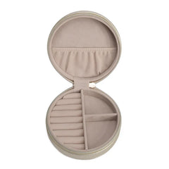 Leah Quilted Round Travel Jewelry Case (Gold)