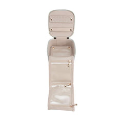 Leah Quilted Travel Jewelry Case w Pouch (Light Grey)