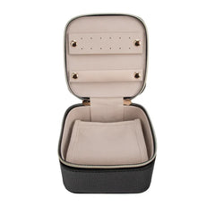 Leah Quilted Travel Jewelry Case with Pouch (Black)