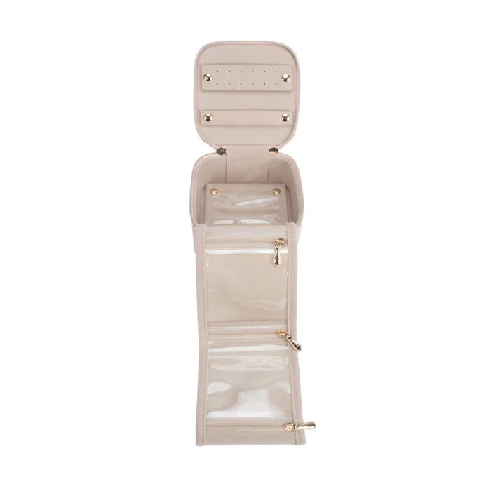 Leah Quilted Travel Jewelry Case with Pouch (Pale Pink)