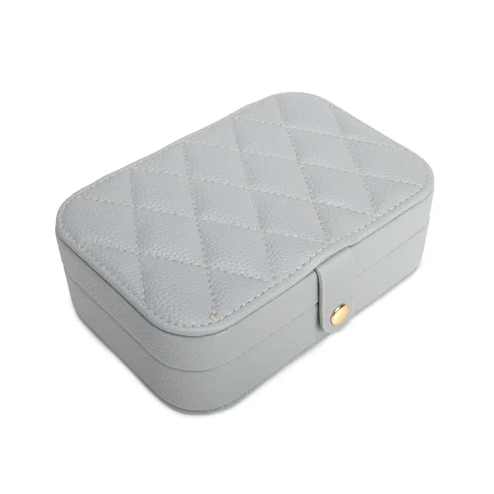 Leah Quilted Travel Jewelry Organizer (Light Grey)