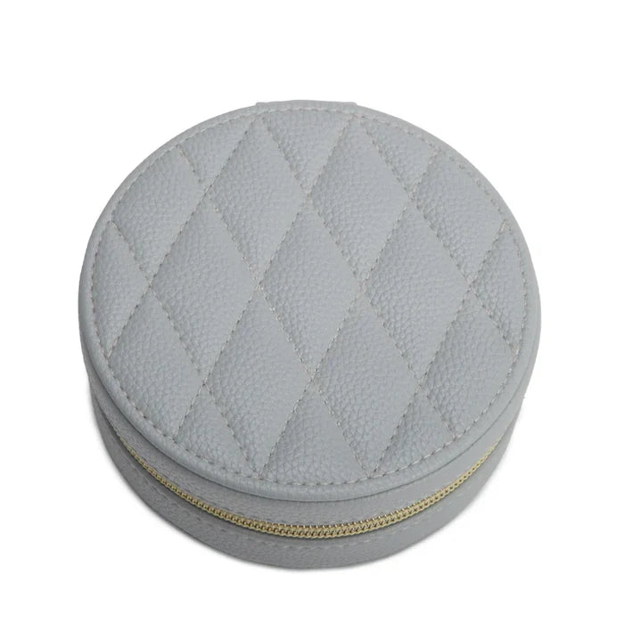 Leah Rectangle Travel Jewelry Case (Light Grey)