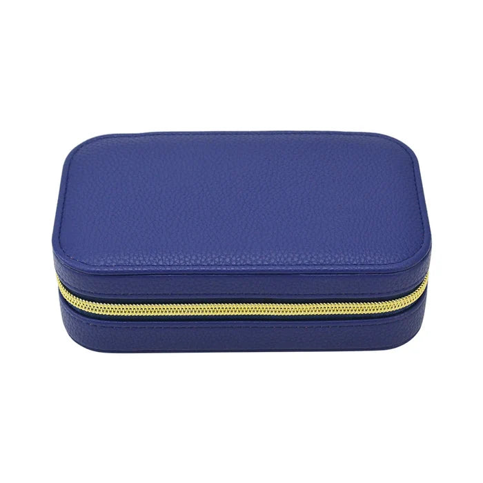 Leah Rectangle Travel Jewelry Case (Navy)