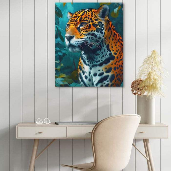Leopard Watercolor - Big Cat Wall Art in Black Frame