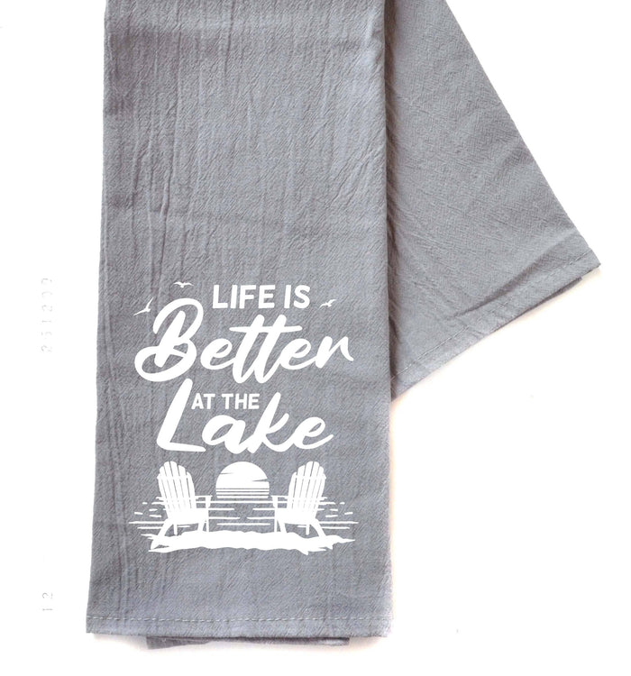 Life Is Better At The Lake - Gray Hand Towel