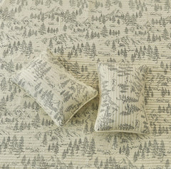 Light Green Bear and Pine Tree Toile Quilt Set - Annabel Bleu
