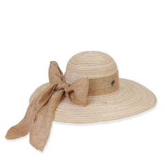 Linen Scarf Polybraid Wide Brim Sun Hat - Sun 'N' Sand Hats Wide Brim Sun Hat Sun N Sand Hats