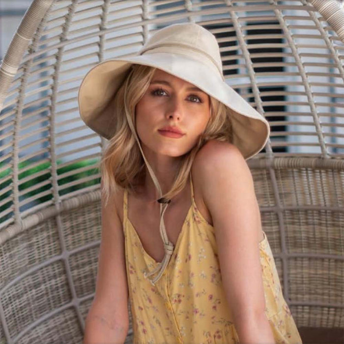 Linen Trail Hat with Chin Cord - Scala  Women's Hats Wide Brim Hat Scala Hats