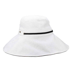 Linen Trail Hat with Chin Cord - Scala  Women's Hats Wide Brim Hat Scala Hats LC834-WHT White Small (55 cm)