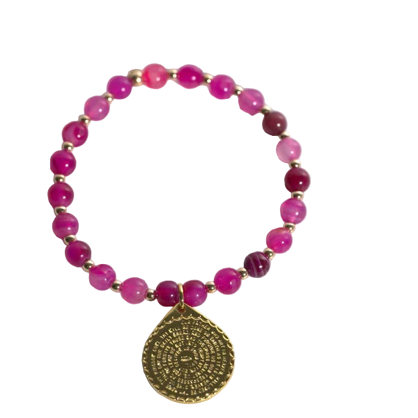 Lord's Prayer Gemstone Bracelet (Pink Jade)