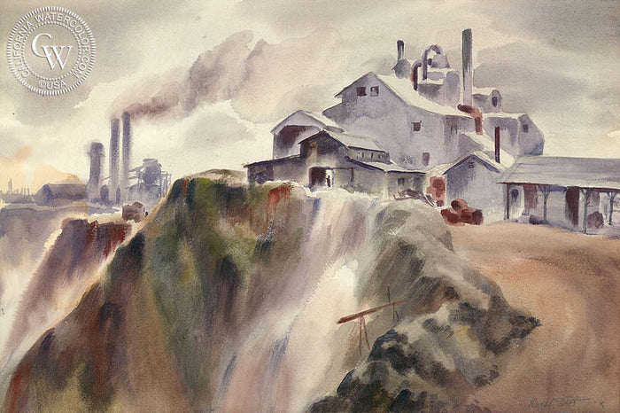 Los Angeles, 1939, watercolor painting by Duval Eliot (American art). Original painting and fine art giclée reproduction by California Watercolor for wall decor.