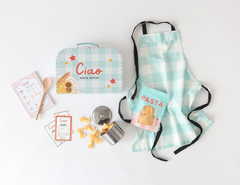MagicPlaybook Kids Pasta Play Set Pretend Kitchen, Suitcase & Cooking Fun
