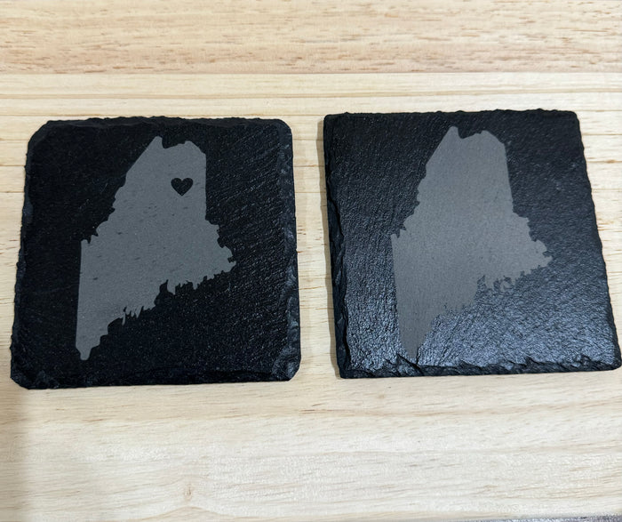 Maine Slate Engraved Coaster with Optional Heart