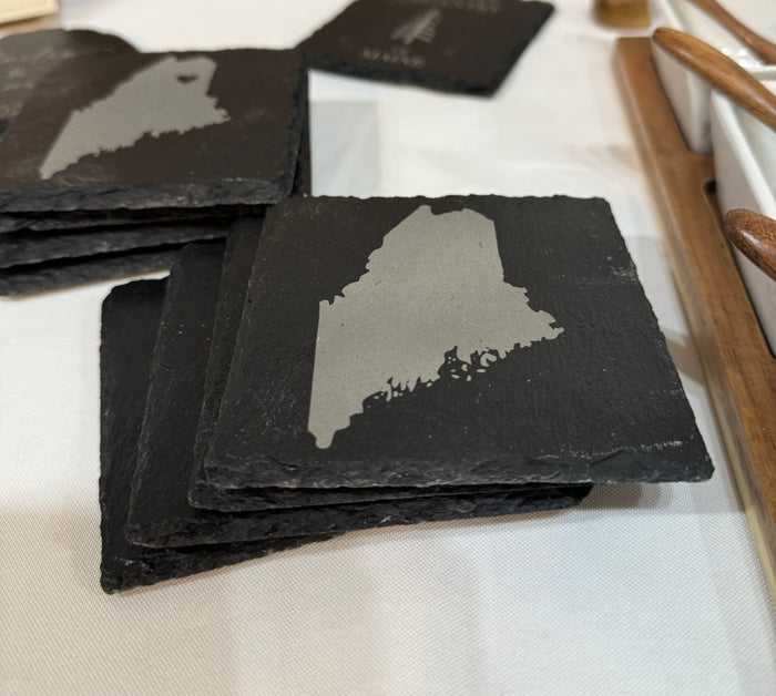 Maine Slate Engraved Coaster with Optional Heart