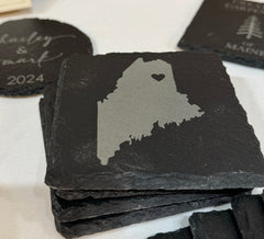 Maine Slate Engraved Coaster with Optional Heart