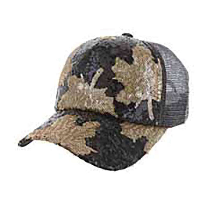 Maple Leaf Sequin Casual Cap for Women Cap Something Special LA HTC891BK Black