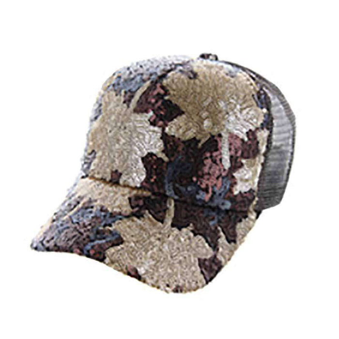 Maple Leaf Sequin Casual Cap for Women Cap Something Special LA HTC891NV Brown