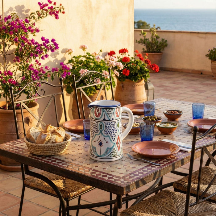 Marrakech Bloom Carafe - Moroccan Table Art - Benisouk