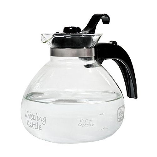 Medelco Glass Stovetop Whistler 12 Cup Tea Kettle