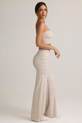 Modal Foldover Wide-Leg Trousers in Pink & Yellow Stripe