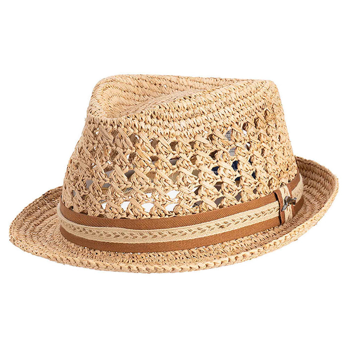 Men's Crocheted Toyo Fedora Hat - Tommy Bahama Hats Fedora Hat Tommy Bahama Hats TBM329-TEA1 Tea S/M