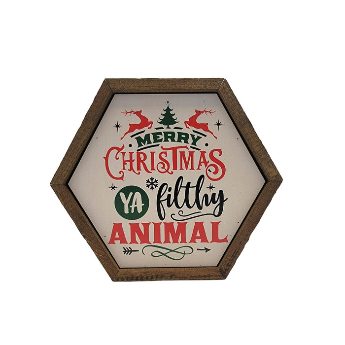 Merry Christmas Ya Filthy Christmas Décor - Hexagon Sign