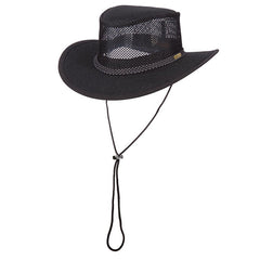 Mesh Outback Hat for Men up to XXL, Black - Stetson and Scala Hats Safari Hat Stetson Hats SC205BKS Black Scala Hats Small