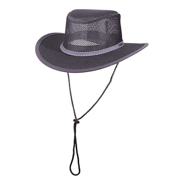 Mesh Outback Hat for Men up to XXL, Charcoal - Stetson and Scala Hats Safari Hat Stetson Hats STC205-CHAR1 Charcoal Stetson Hats Small