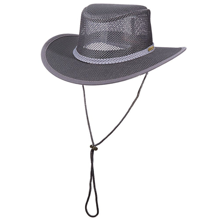 Mesh Outback Hat for Men up to XXL, Charcoal - Stetson and Scala Hats Safari Hat Stetson Hats