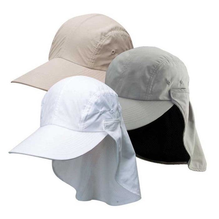Microfiber Fishing Cap with Long Bill and Sun Shield - DPC Outdoor Hats Cap Dorfman Hat Co. MC50-WHT White 57-60 cm