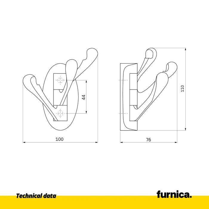 Modern Triple Wall Hook - Satin