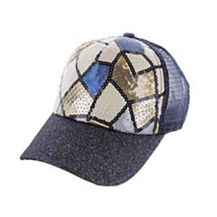 Mosaic Sequin Casual Cap for Women Cap Something Special LA HTC889BK Navy