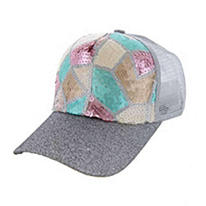 Mosaic Sequin Casual Cap for Women Cap Something Special LA HTC889SV Silver