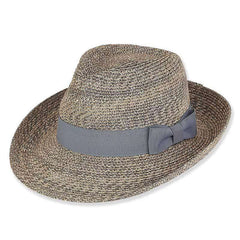 Multitone Tweed Summer Fedora Hat - Sun 'N' Sand Hats Fedora Hat Sun N Sand Hats HH1657C gy Grey Heather Medium (57 cm)